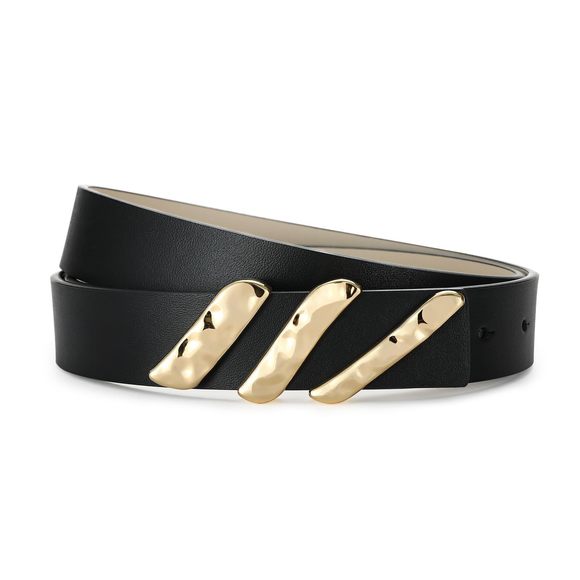 Genuine Leather Belts For Women Black Belt With Gold Buckle For Jeans Dresses🐬